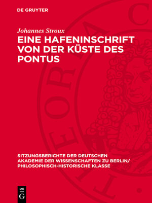 cover image of Eine Hafeninschrift von der Küste des Pontus